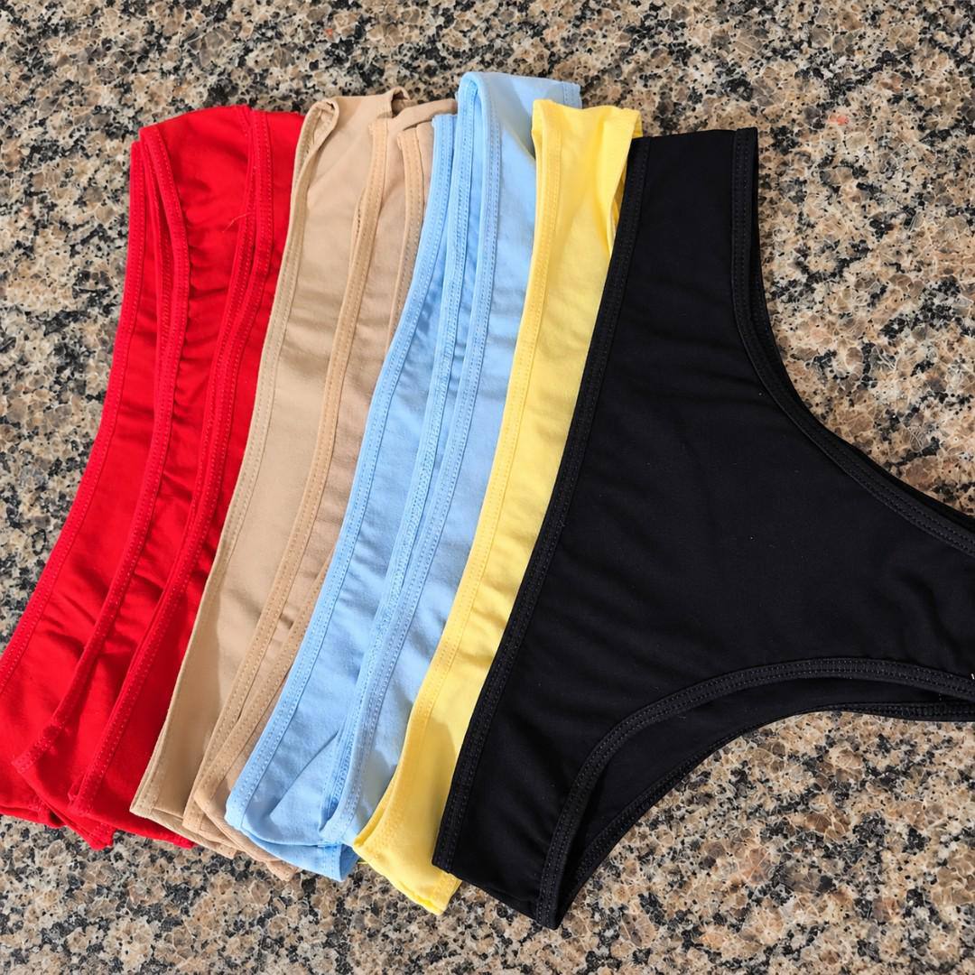 Kit 10 Calcinhas Algodão Tanga Lisa Conforto Basica Feminina