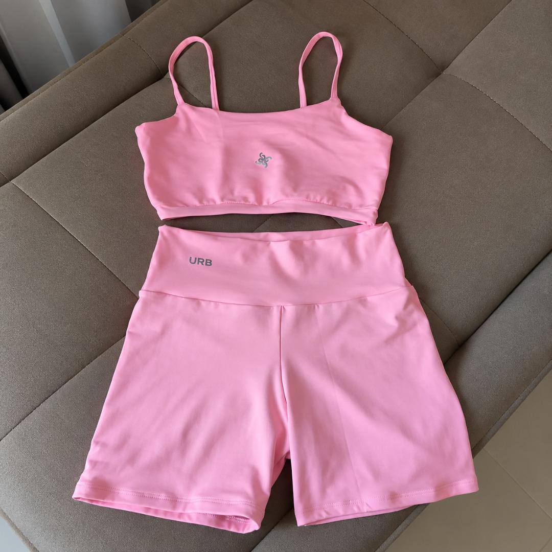 Conjunto Bermuda Feminina Suplex Cos Alto + Top Academia