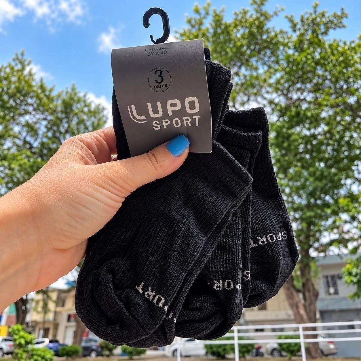 Kit De 6 Pares De Meias Masculino E Feminino Sapatilha Lupo Preto Liso 41-44