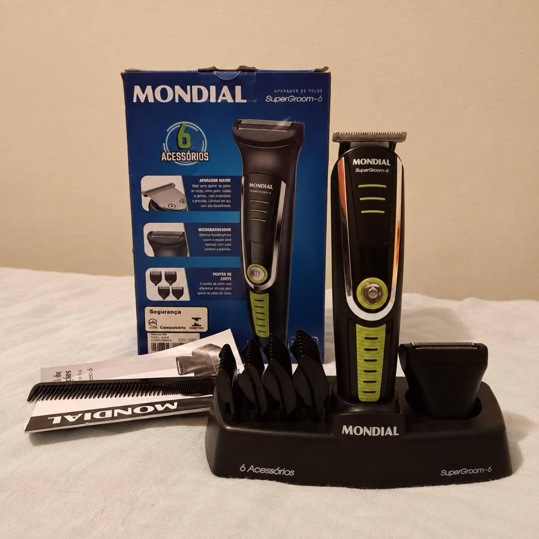 Cortador De Cabelo Mondial Super Groom 6 Bg-04 Melhor Categ Preto/verde
