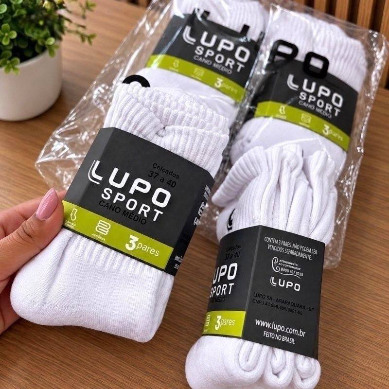 Kit 10 Pares Meia Lupo Original Masculina Cano Médio Algodão