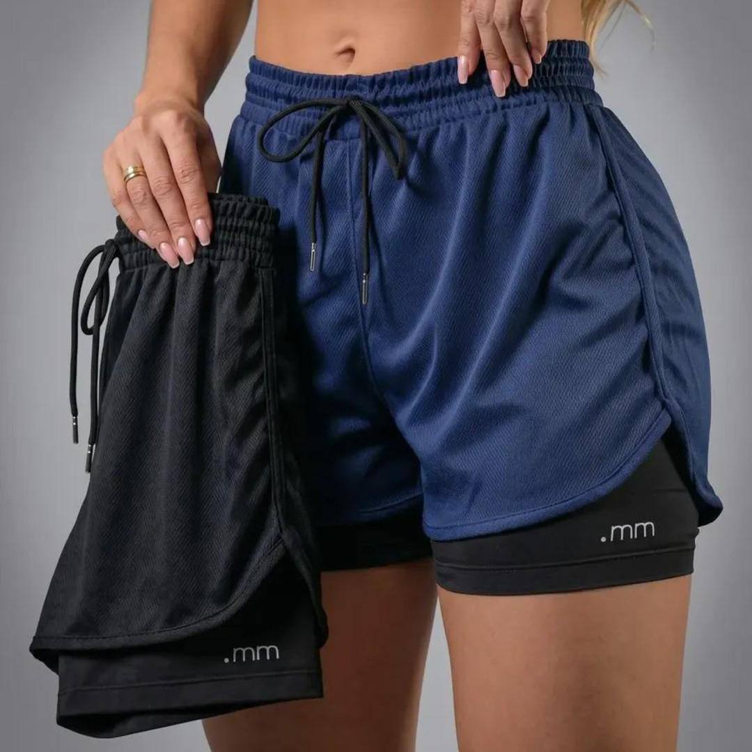 Kit 2 Short Duplo Compressão Fitness Bermuda Treino Feminino