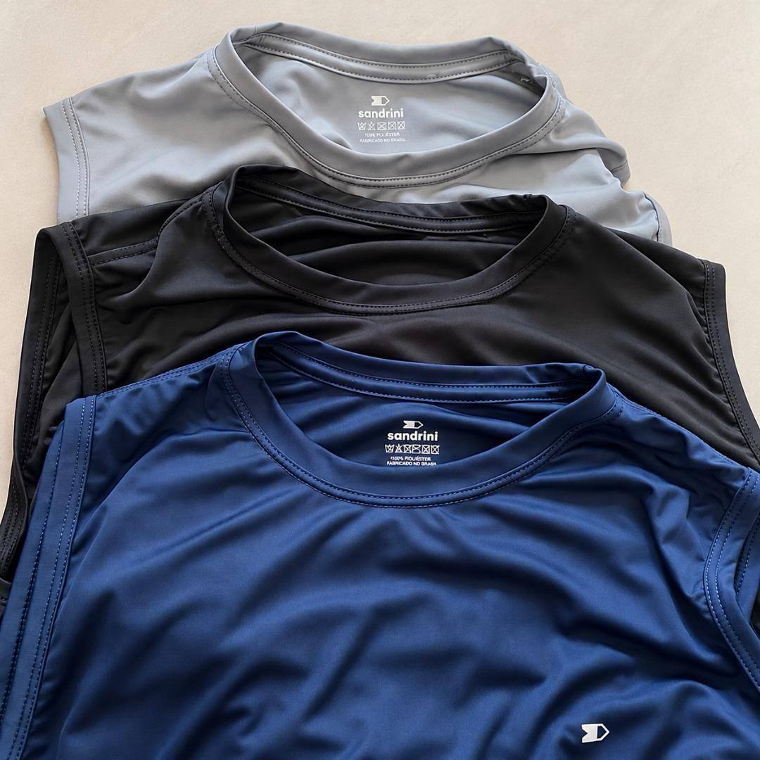 Kit 3 Regata Dry-fit Lisa Masculina Sandrini Academia Casual