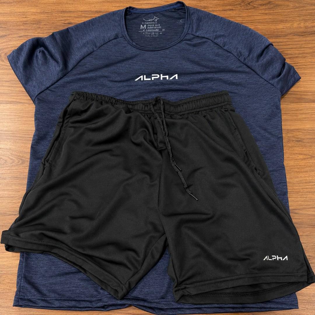 Kit Bermuda+camiseta New Fluid Dry Fitness Academia Alpha