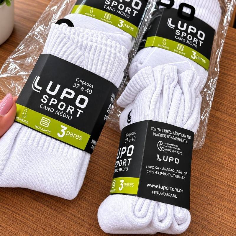 Kit 10 Pares Meia Lupo Original Masculina Cano Médio Algodão