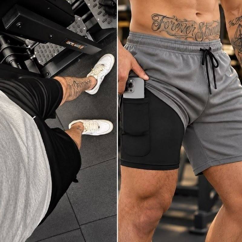 Kit 4 Shorts 2 Em 1 Duplo Dryfit Masculino Compressão Térmic