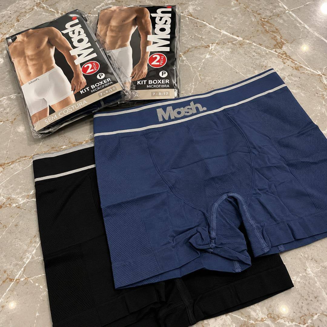 Kit Com 4 Cuecas Boxer Microfibra Mash Box Sem Costura