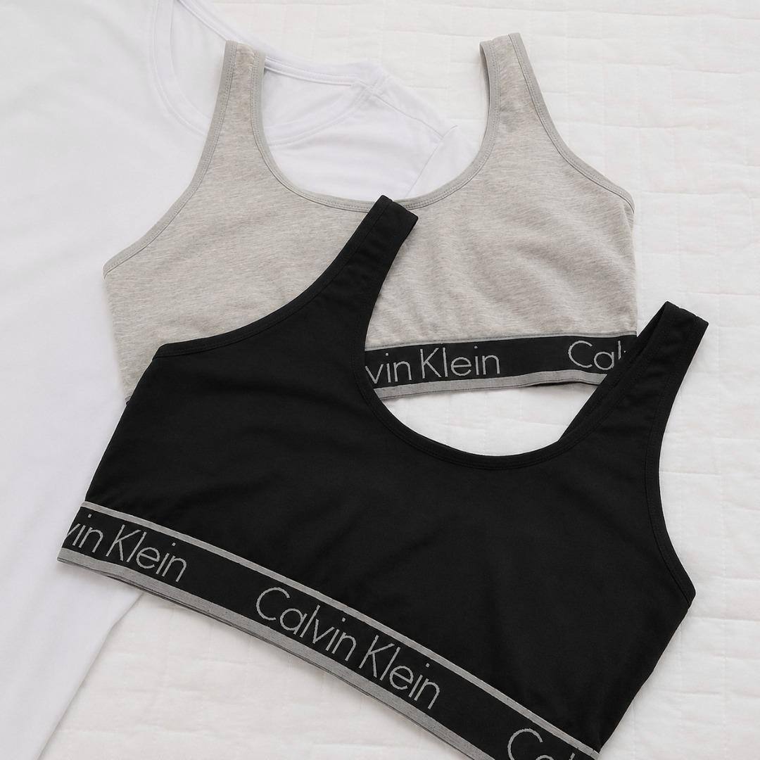 Top Calvin Klein Regata Fitness Cotton Conforto Original Preto Liso G