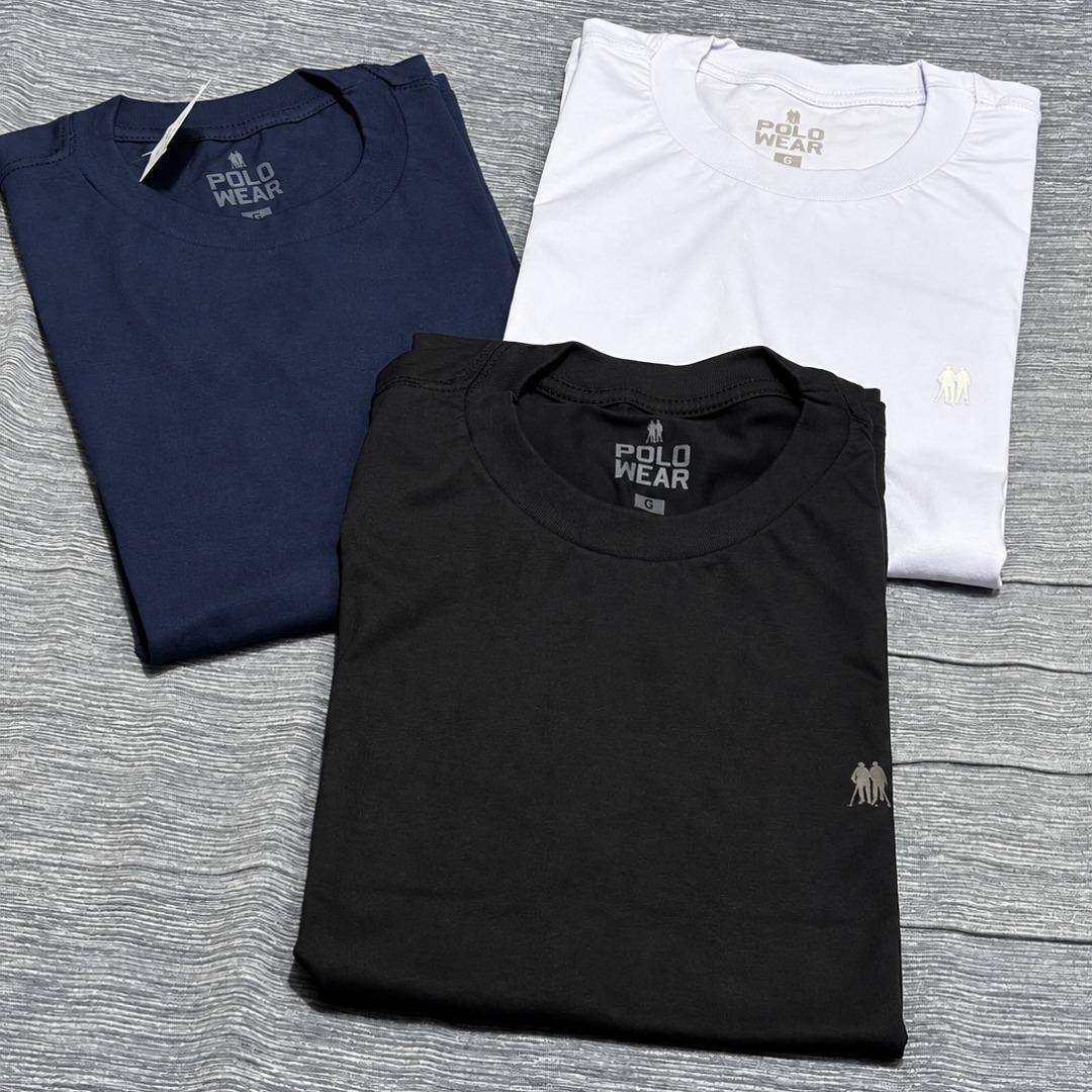 Kit 3 Camisetas Masculinas Algodão Polo Wear