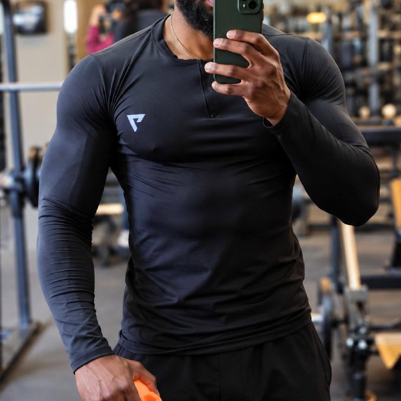 Camisa Térmica Masculina Segunda Pele Manga Longa Com Zíper Cinza Gg
